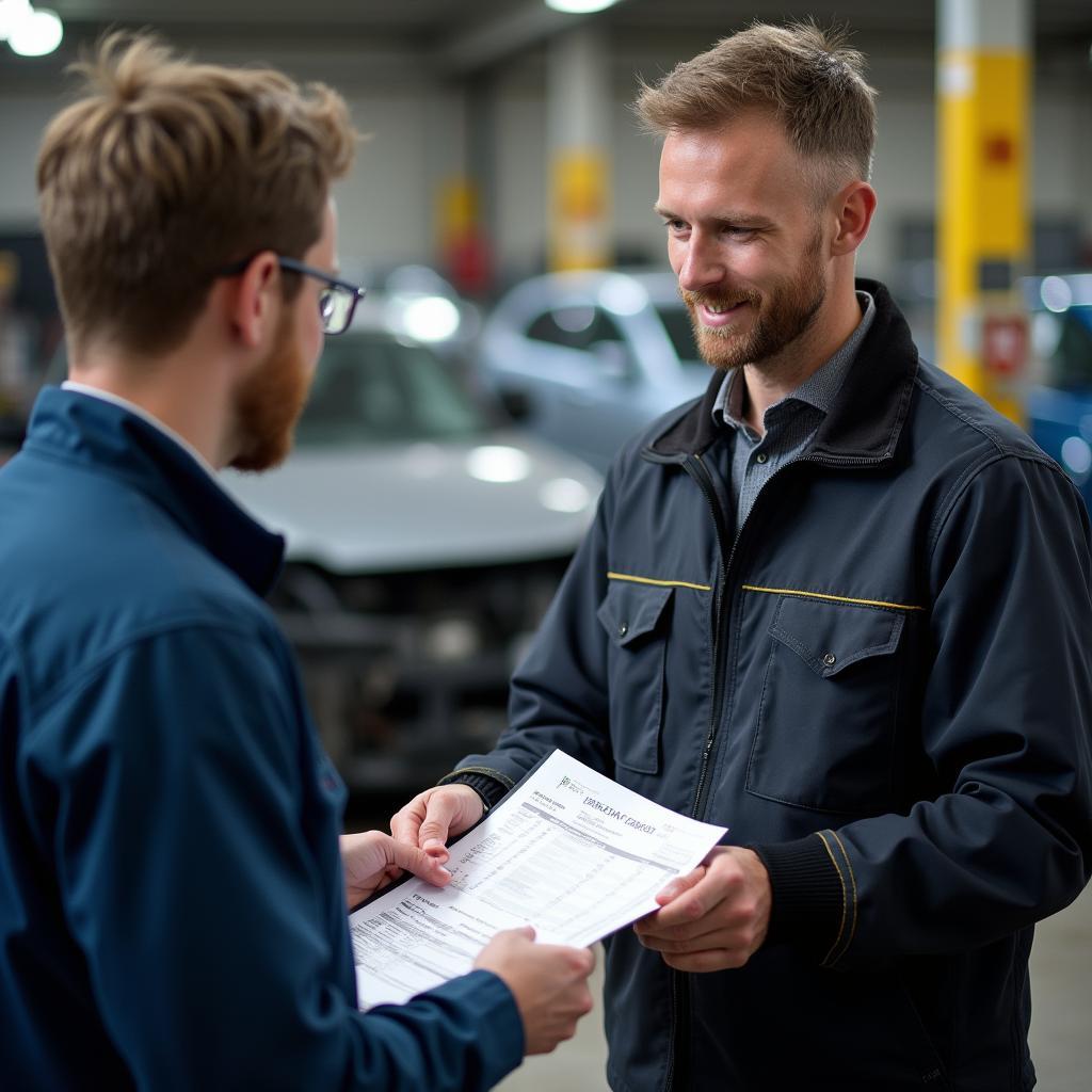 Getting a car repair estimate in Urmston