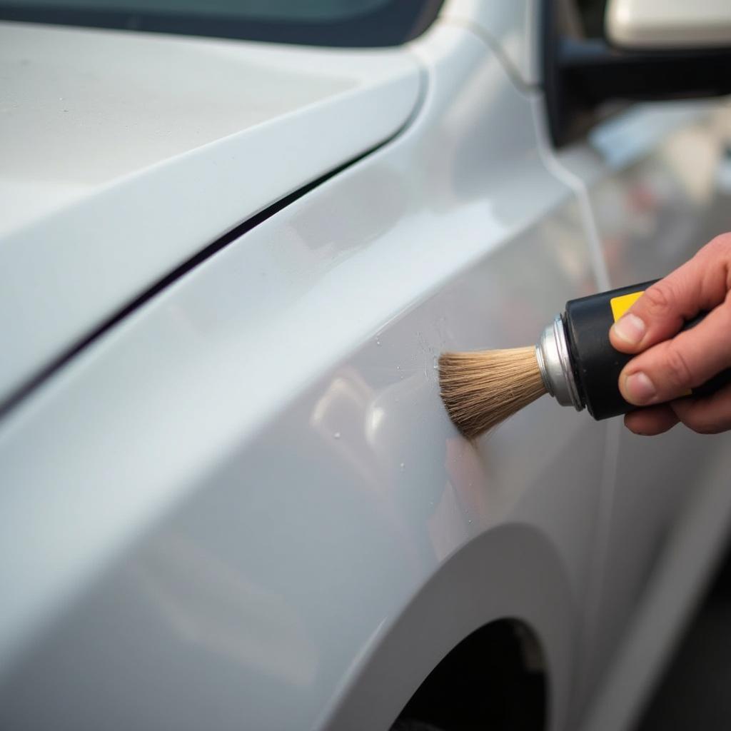 Close-up of a car scratch