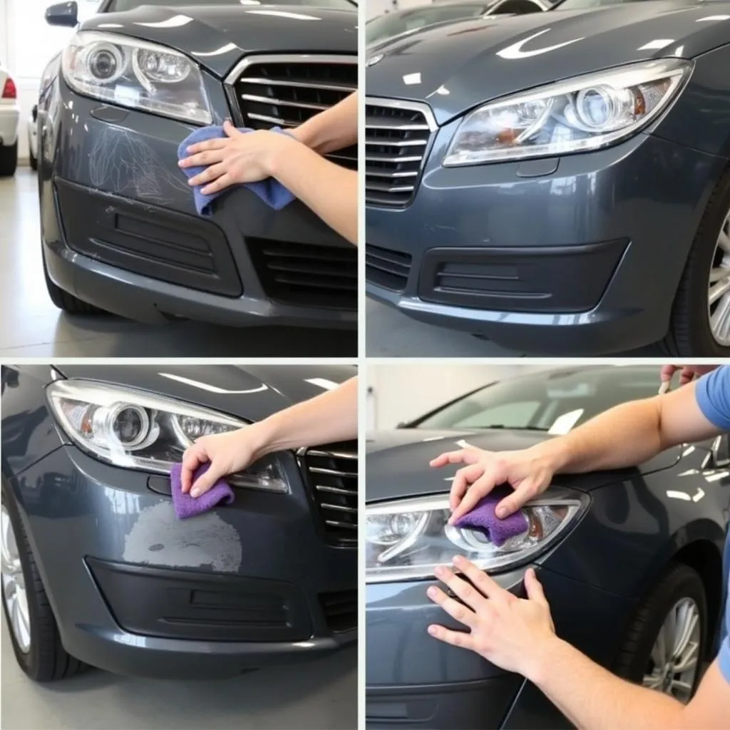 Applying car scratch removal compound