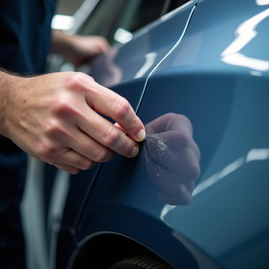 Close-Up: Technician Performing Car Scratch Repair in Nairn