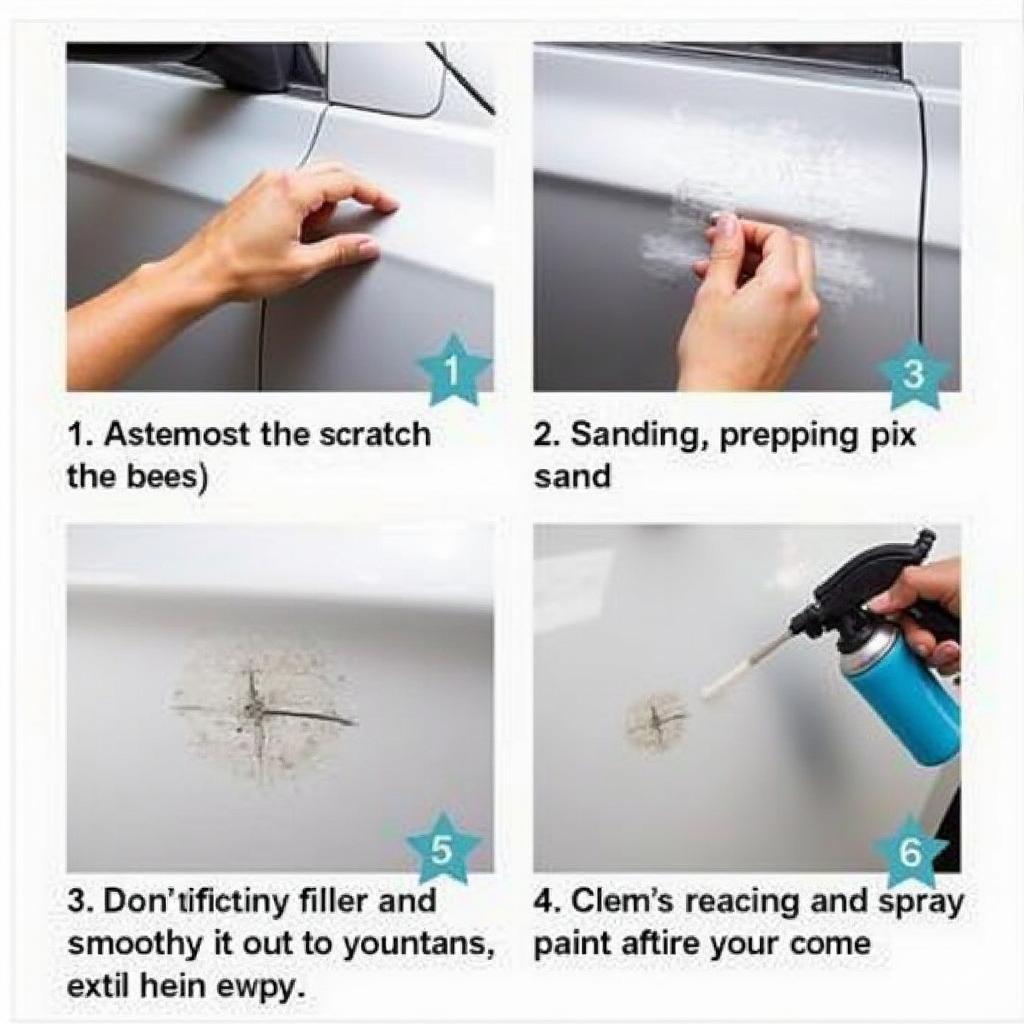 Step-by-step car scratch repair process in a Horsforth body shop