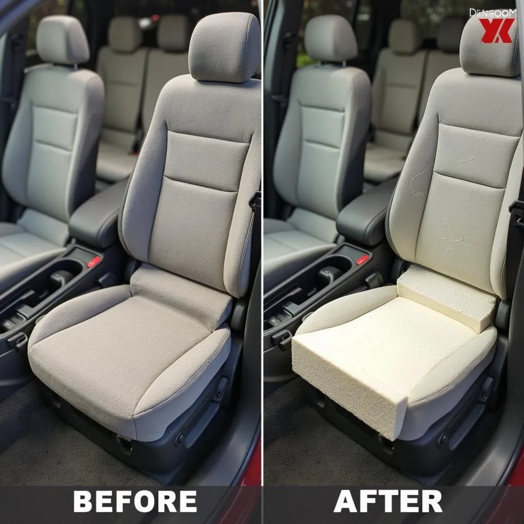 Replacing worn-out car seat foam with new foam