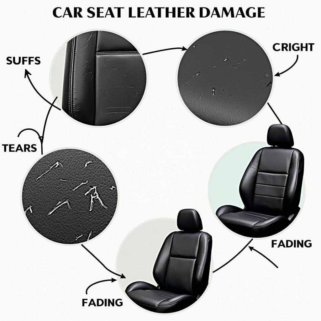 Different types of car seat leather damage