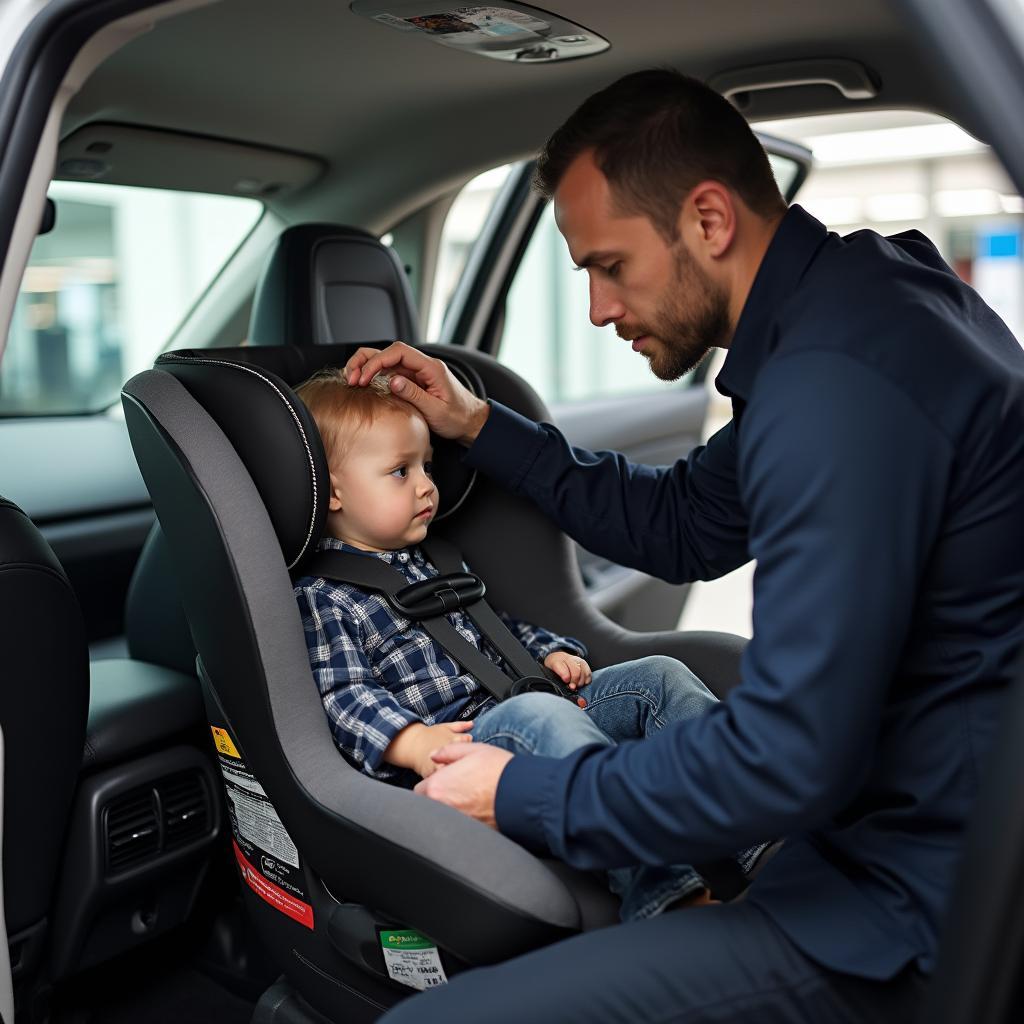 Certified Car Seat Repair Technician Inspecting a Seat