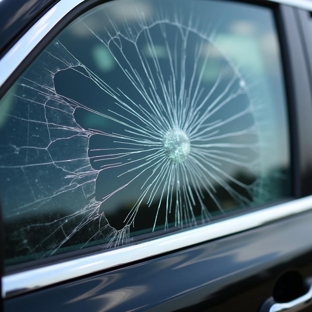 Car Side Window Glass Damage