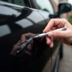 Car Touch-Up Paint Pen in Use