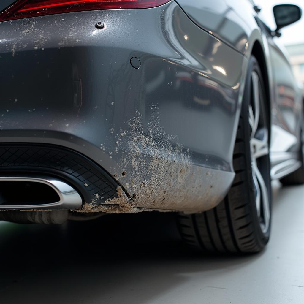 Car Underbody with Tarmac Damage