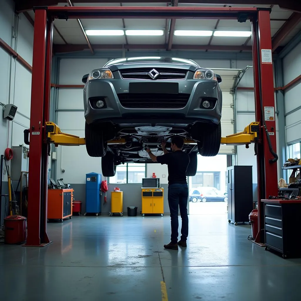 Car Undergoing Routine Maintenance Check