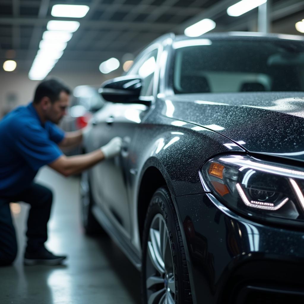 Car waxing after car body repair