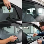 Close-up of a car window chip being repaired in Saskatoon