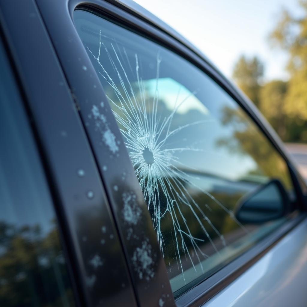 Close-up of a cracked car window in Alpharetta