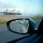 Close-up of a cracked car window in Bournemouth