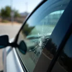 Car window with a large crack in Hayward