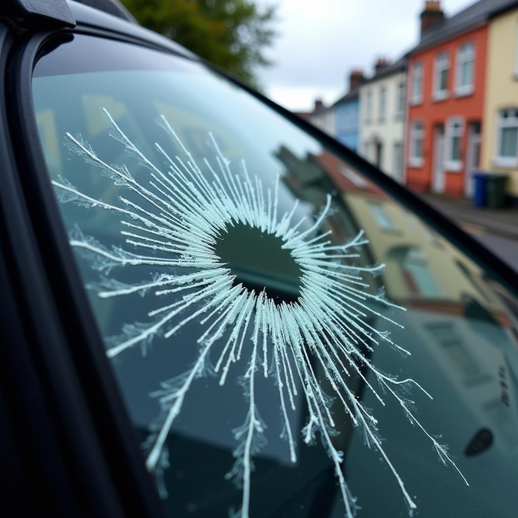 Car window with a large crack in Limerick