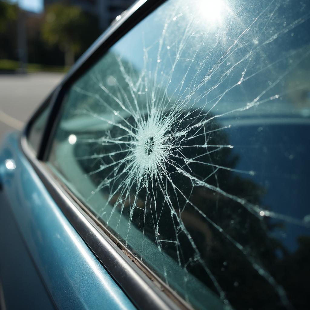 Car window with a large crack in South Auckland