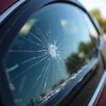 Close-up of a car window crack in Vallejo