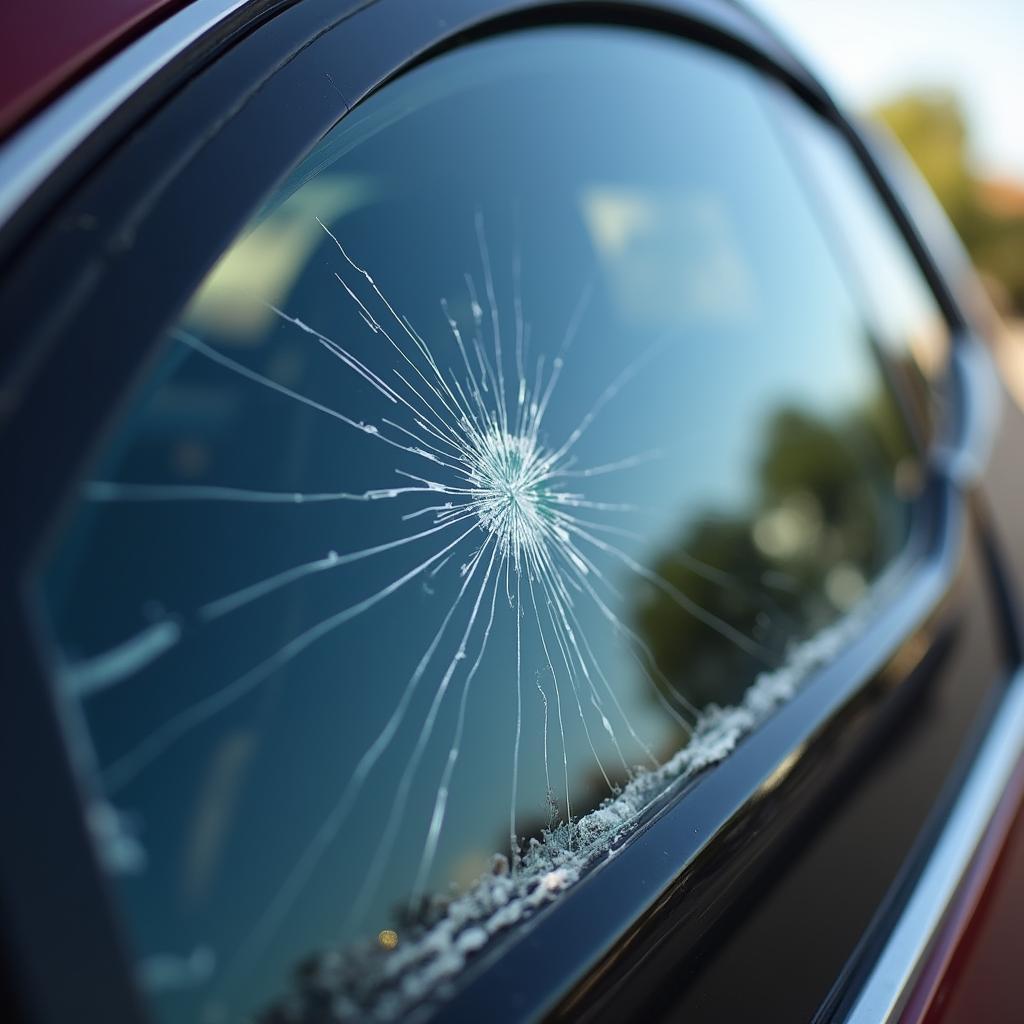 Close-up of a car window crack in Vallejo