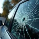 Car Window with Impact Damage