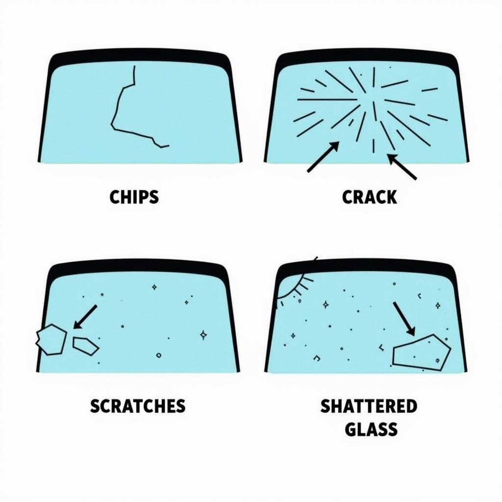 Different types of car window damage