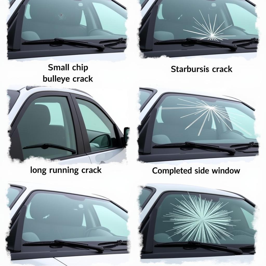 Different types of car window damage