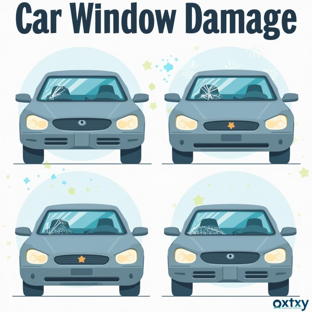 Various car window damage types common in Austell, GA