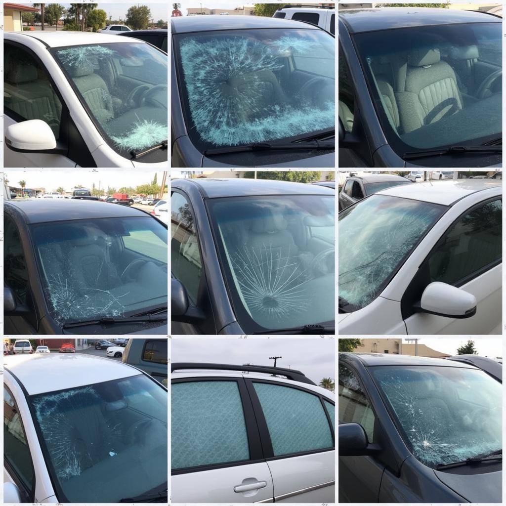 Different types of car window damage in El Centro