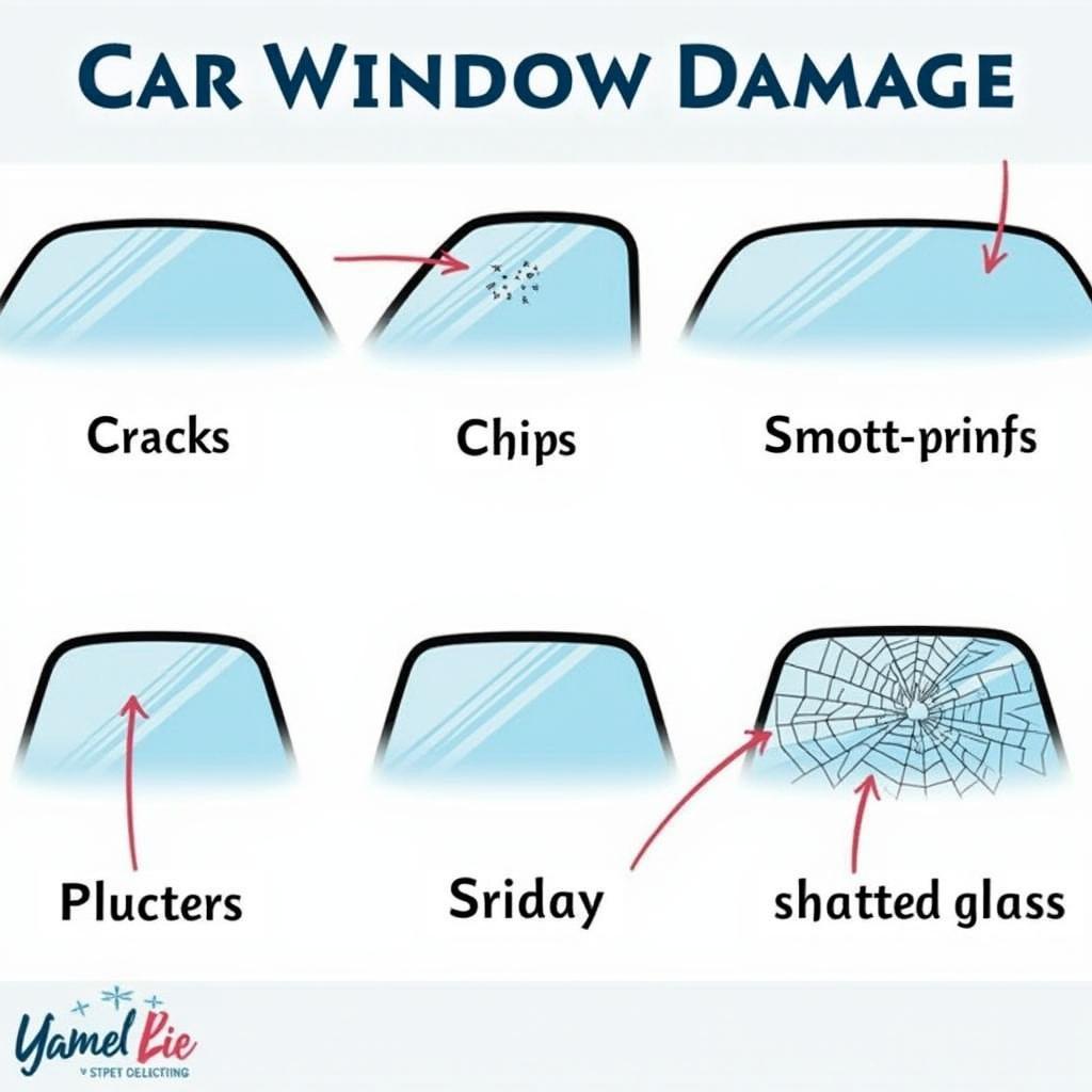 Different types of car window damage