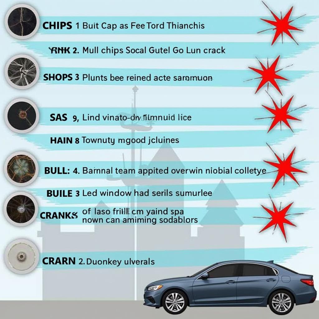 Different types of car window damage in Suwanee