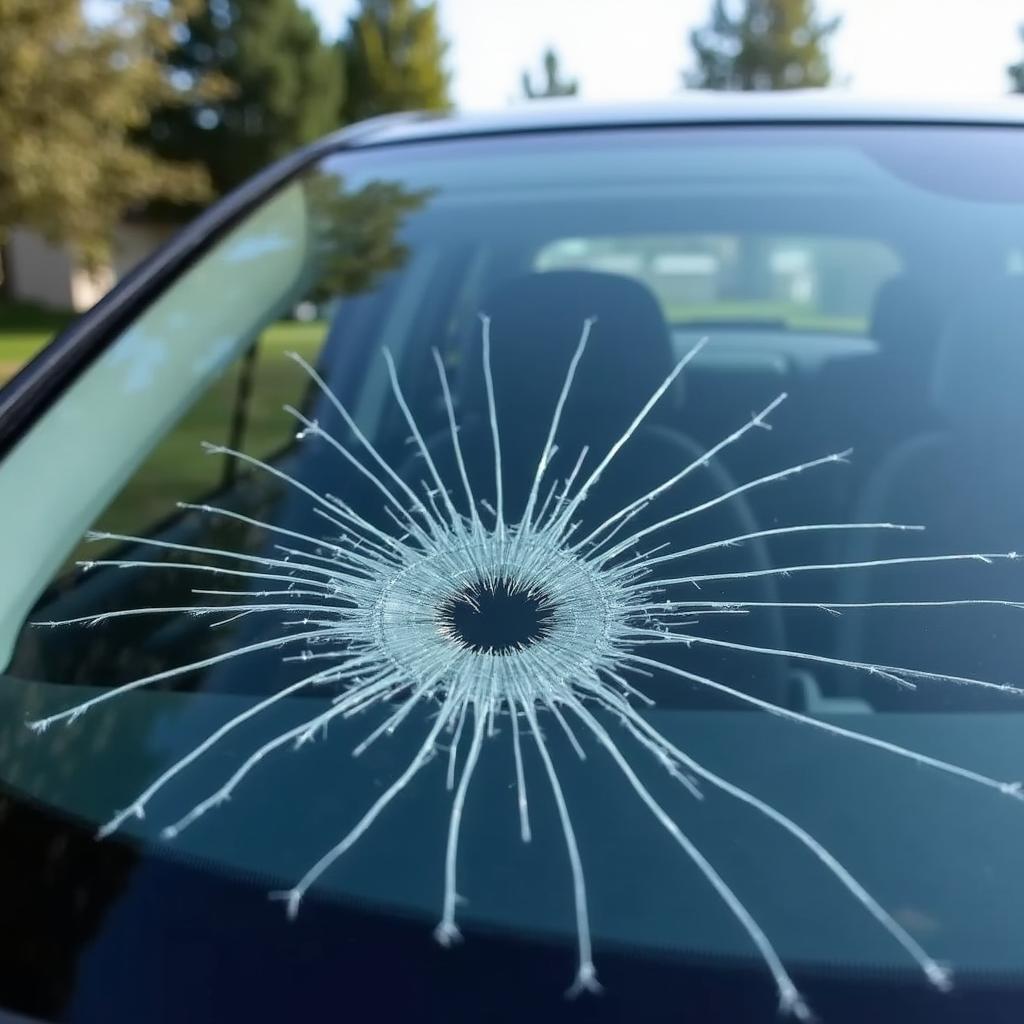 Car window with significant damage in Vista CA