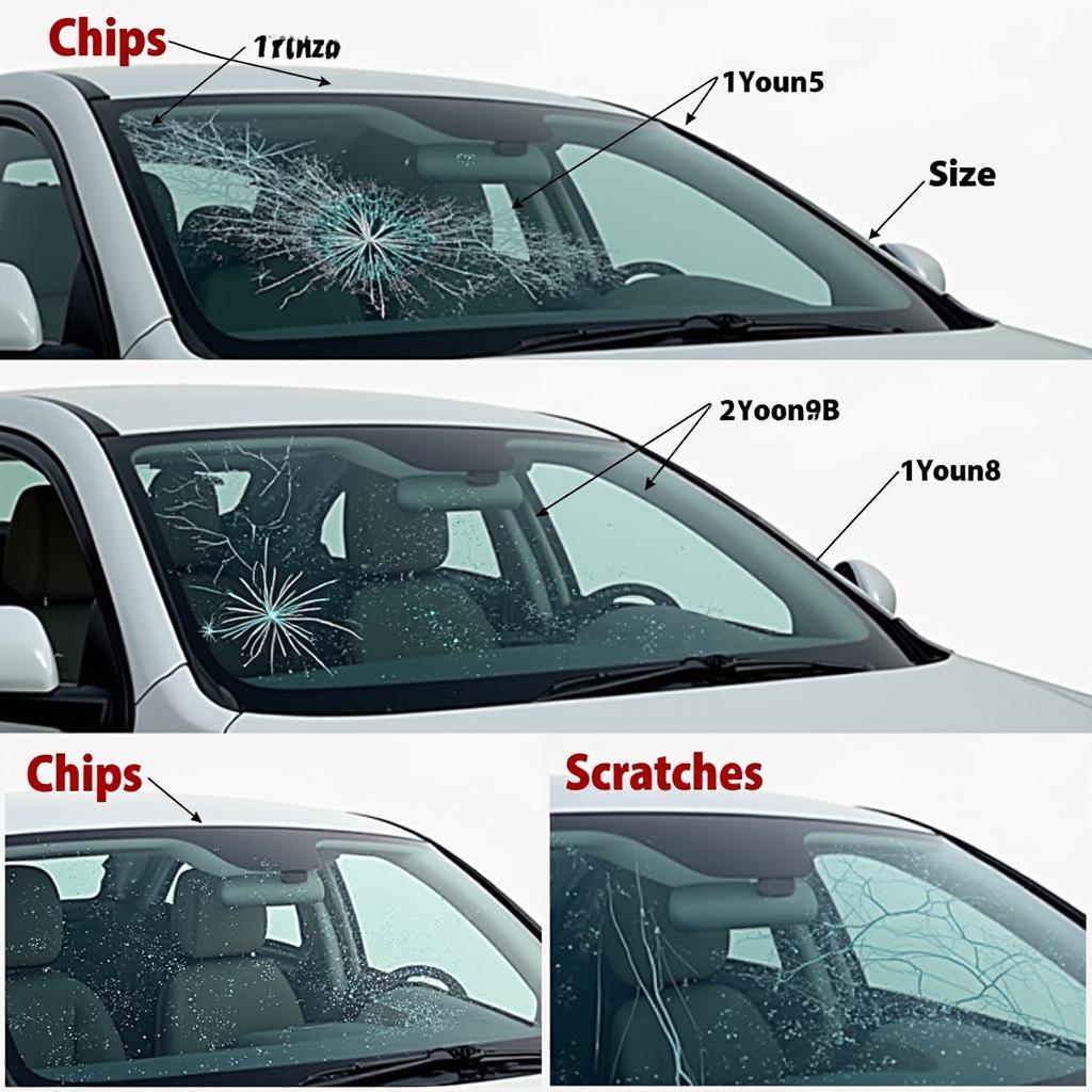 Different types of car window glass damage