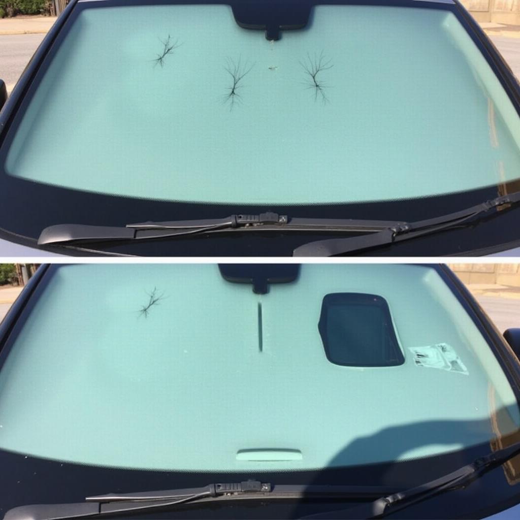 Car Window Glass Repair Before and After