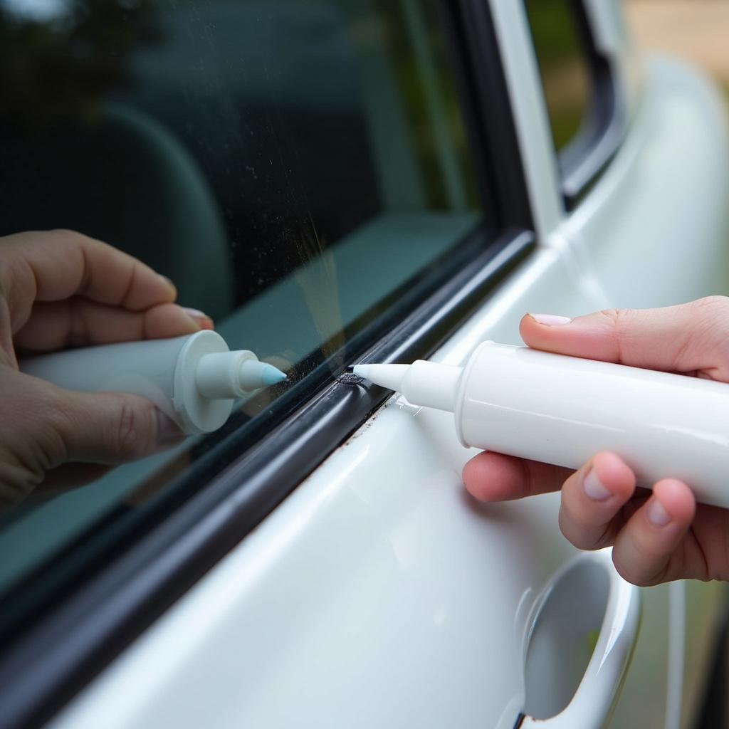 Car Window Leak Repair with Silicone