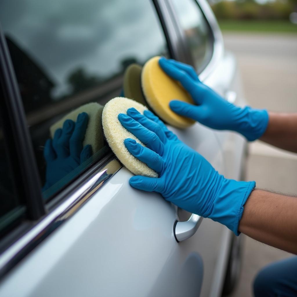 Polishing a Car Window