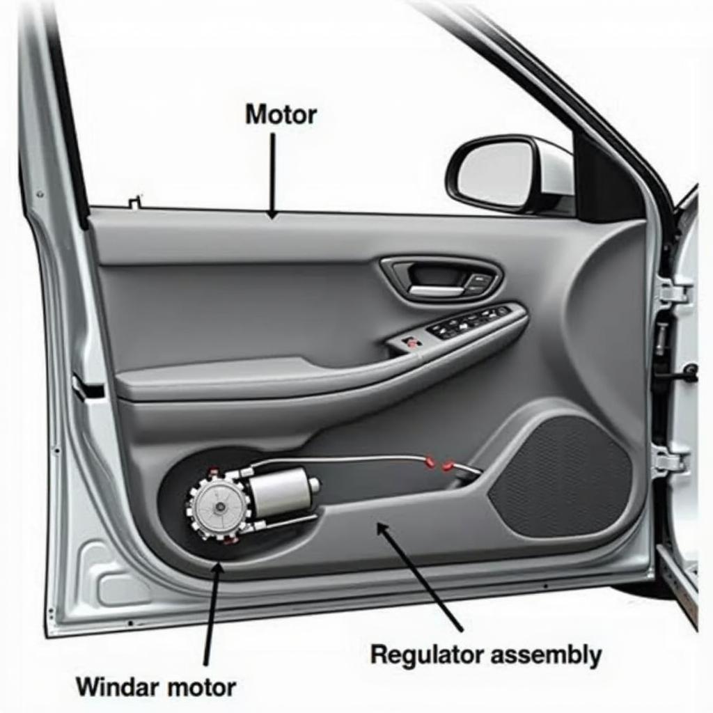 Inside a Car Door Panel: Window Regulator Mechanism