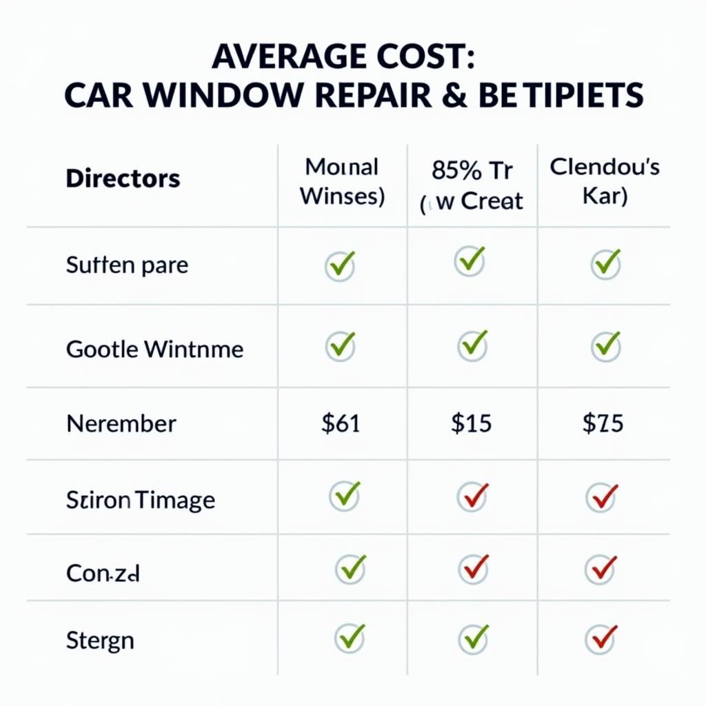 Car Window Repair Cost Comparison Chart