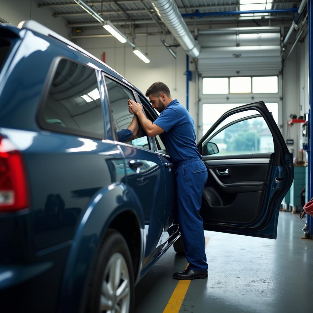 Car Window Repair at a Garage