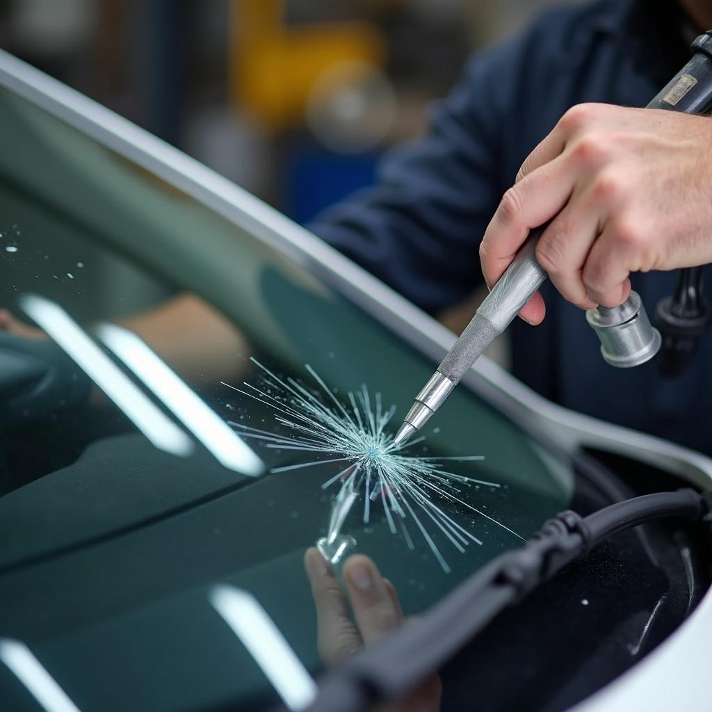 Car Window Repair in Progress