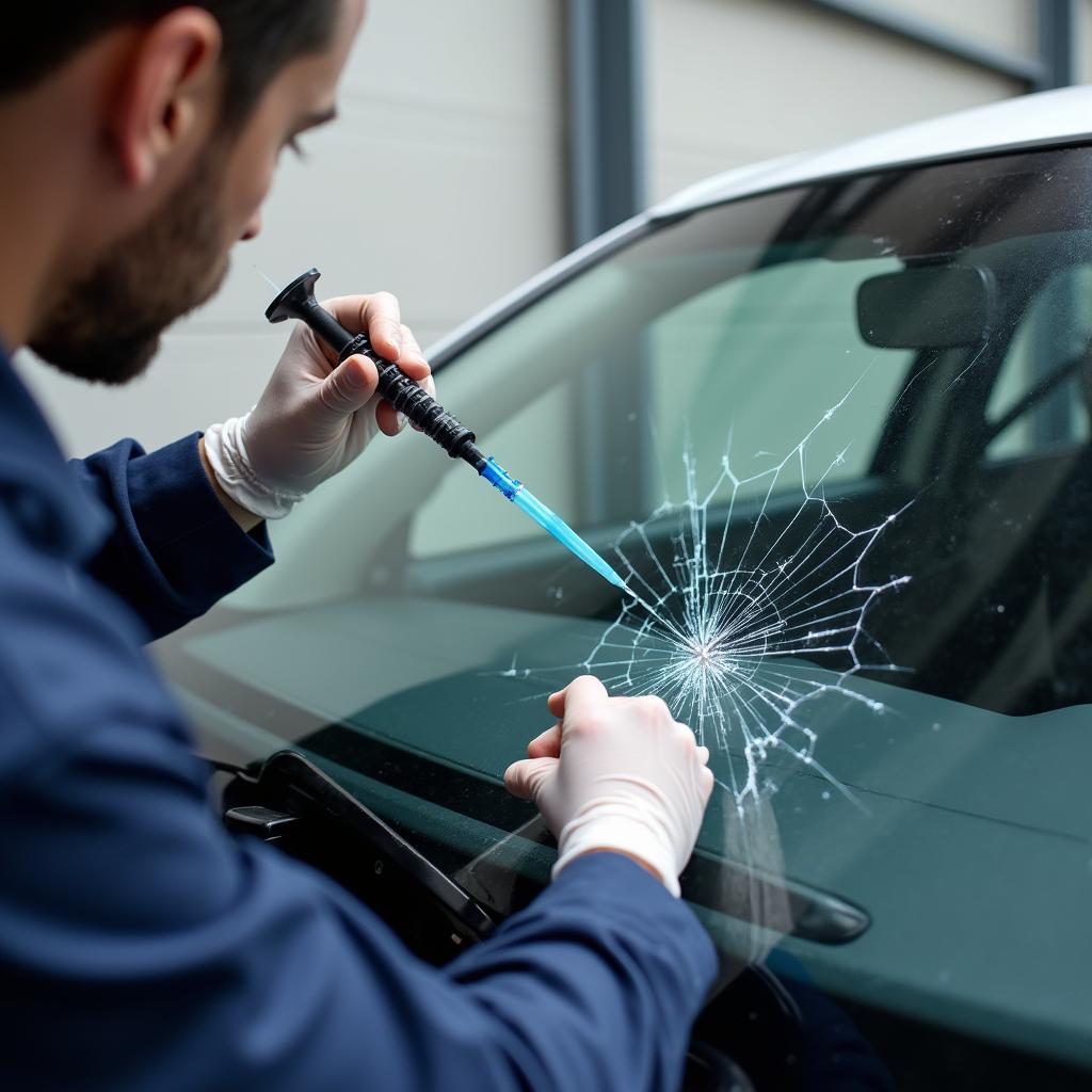 Car Window Repair in Progress