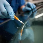 Technician repairing a car window chip