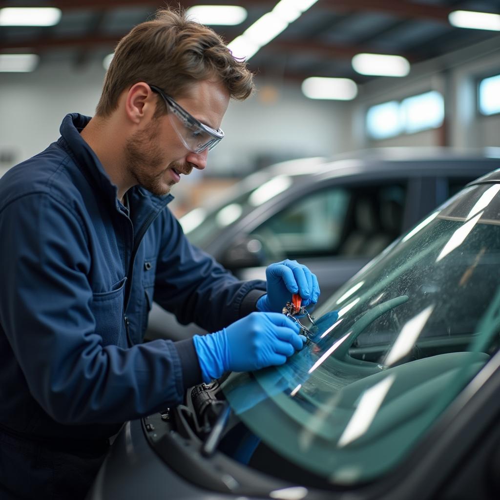 Professional Car Window Repair Technician