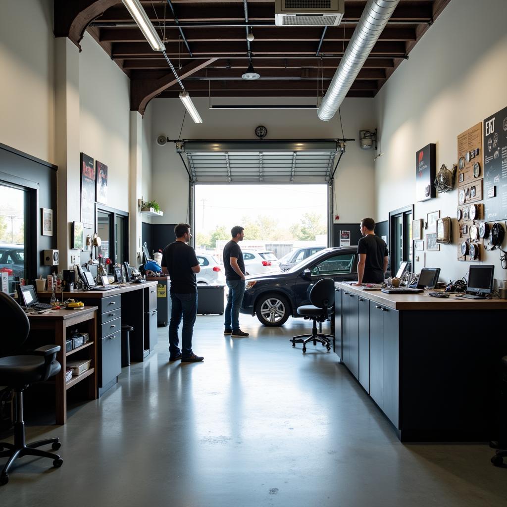 Car window repair shop interior in Los Angeles