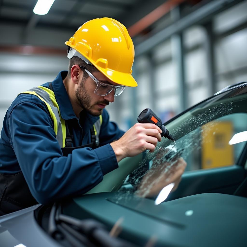 Experienced Technician Repairing a Car Window