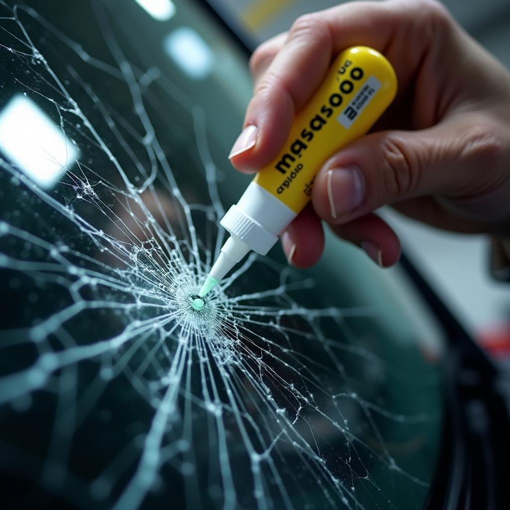 Car Window Repair Technician at Work