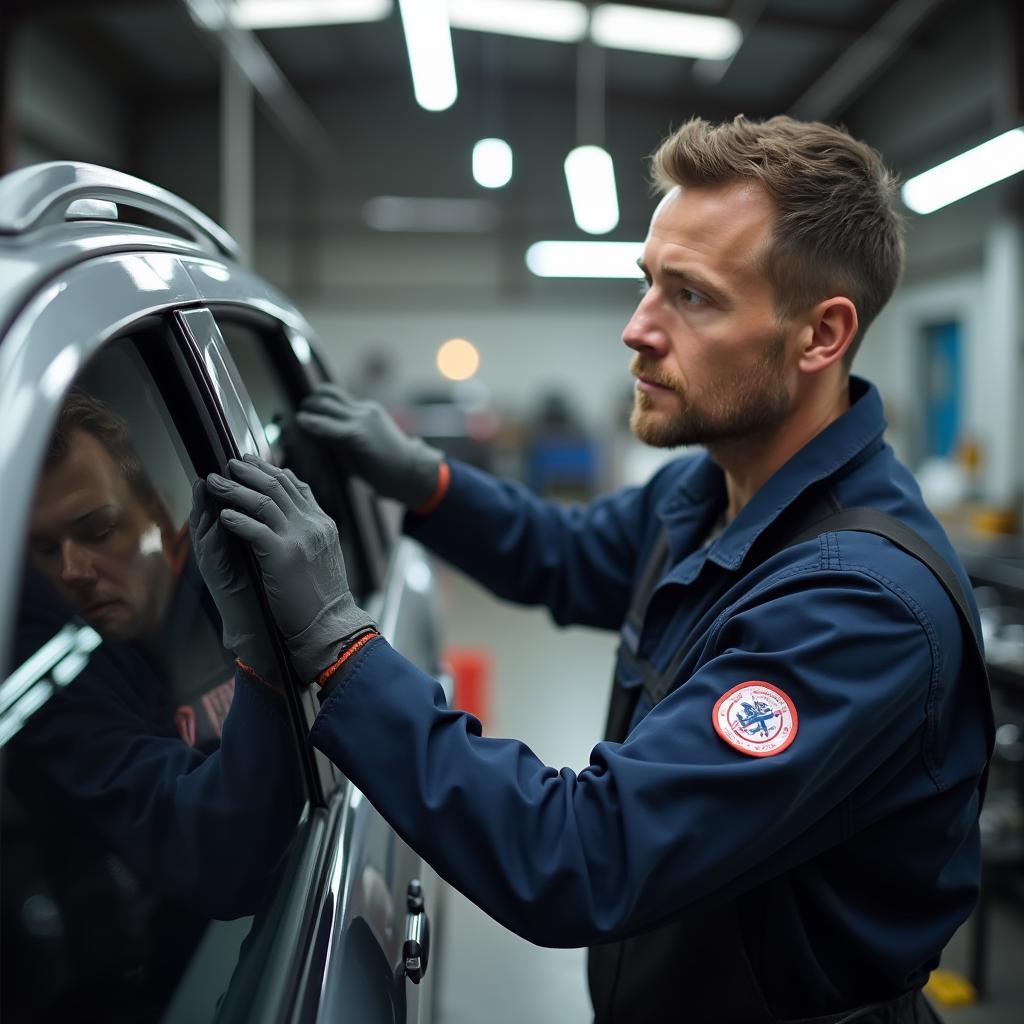 A certified car window repair technician in Rockingham