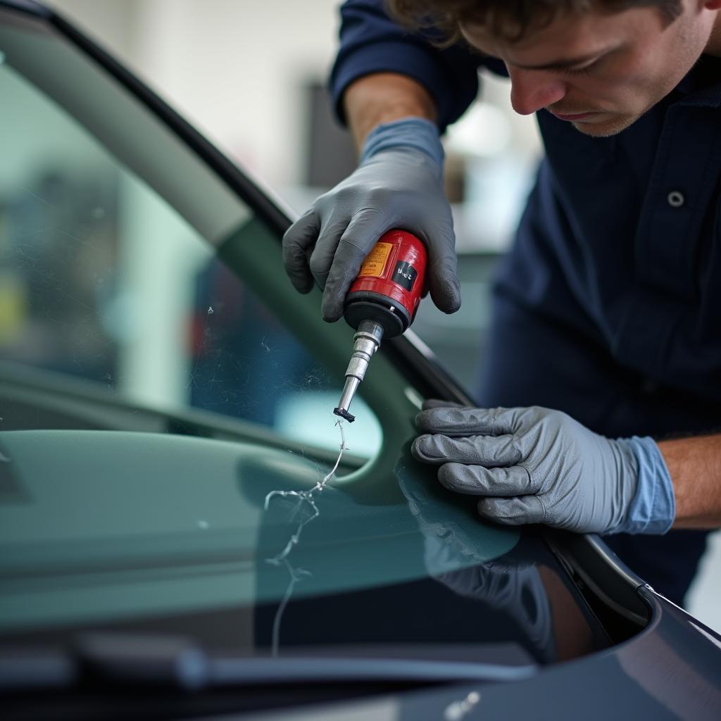 Car window repair technician working in Victoria, BC