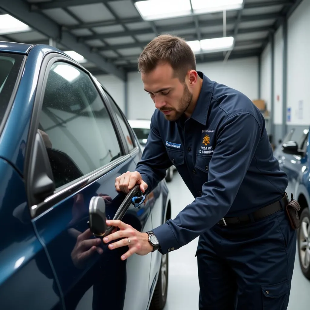 Experienced Technician Repairing Car Window