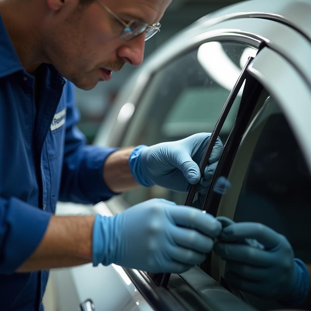 Car Window Repair Technician at Work