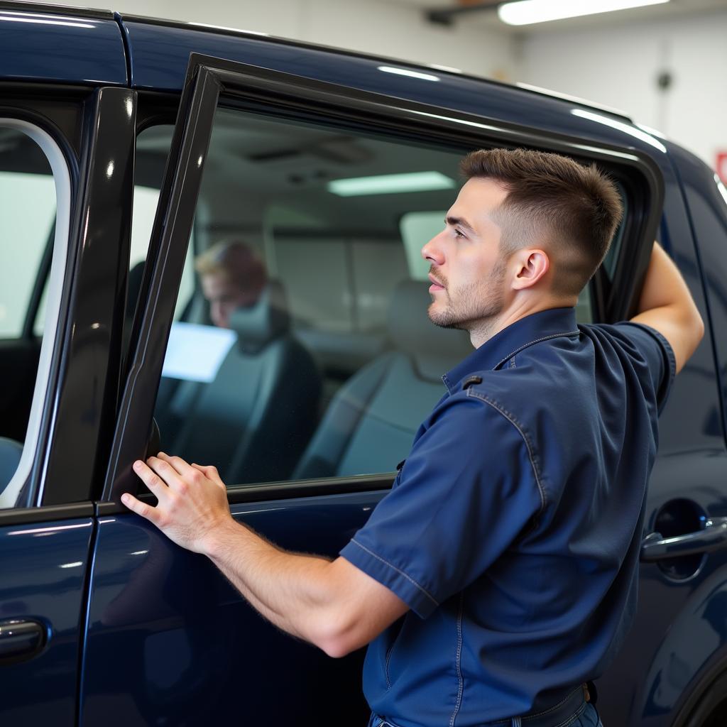 Car Window Being Replaced