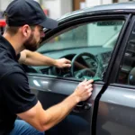 Car Window Being Replaced