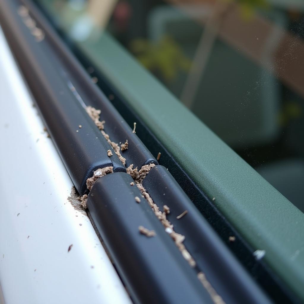 Damaged Car Window Rubber Seal